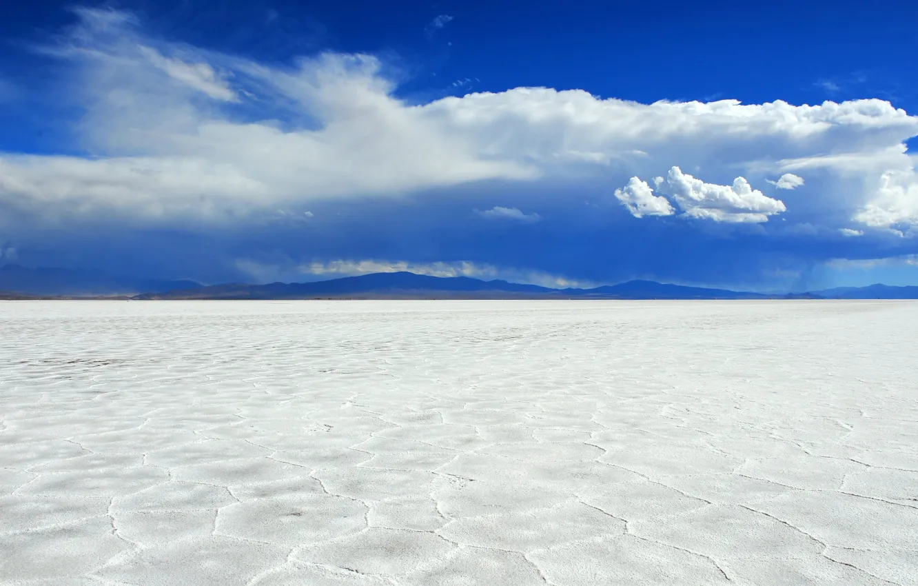 Wallpaper the sky, clouds, surface, mountains, lake, blue, hills ...