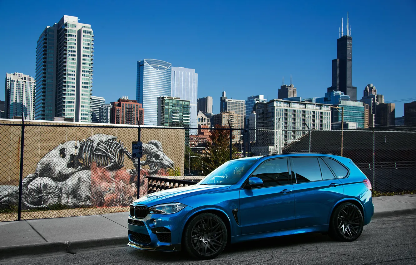 Photo wallpaper BMW, Blue, Car, IND, Metallic, 2015-16, X5, M