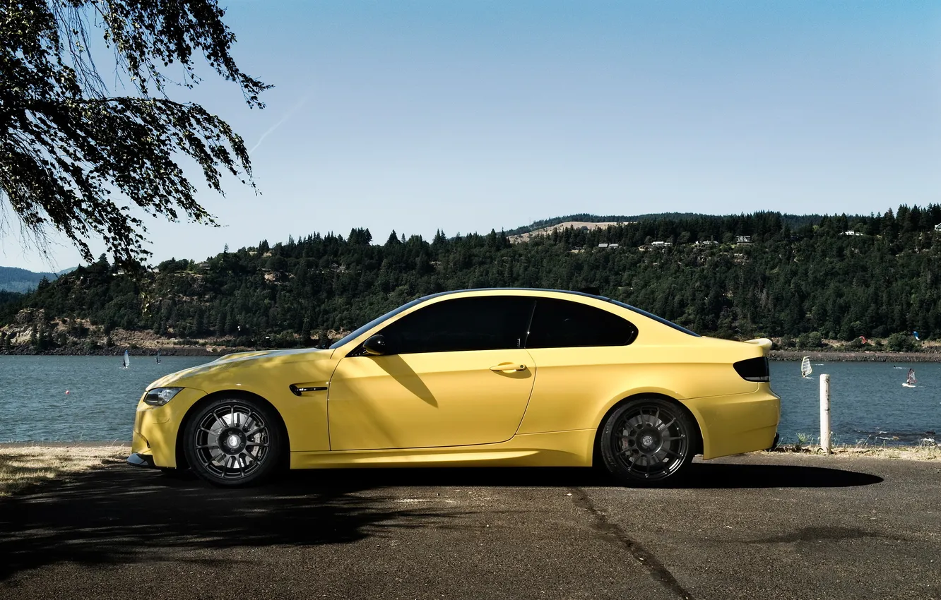 Photo wallpaper auto, yellow, tuning, BMW, bmw m3