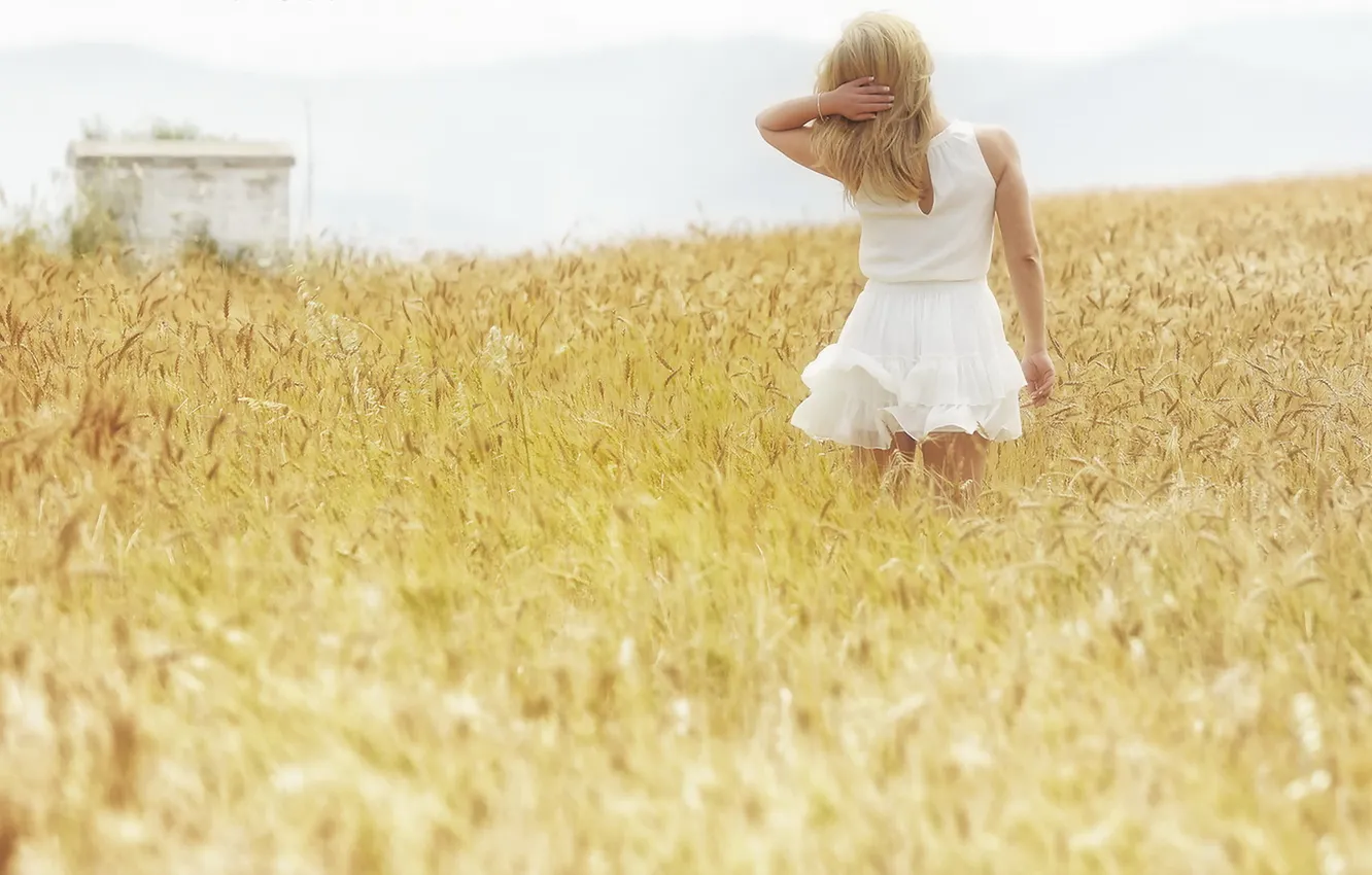 Photo wallpaper field, summer, girl