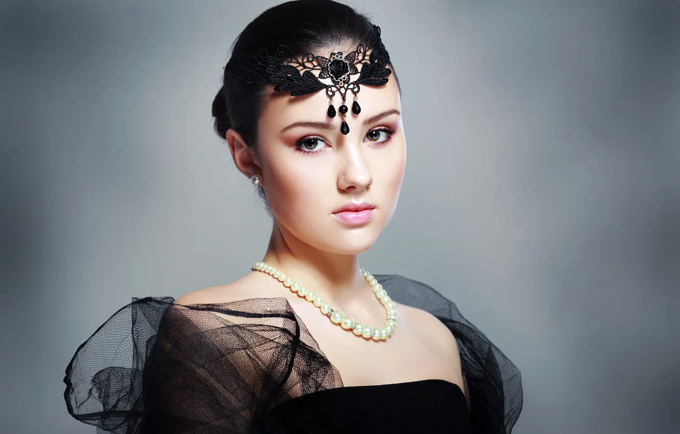 Photo wallpaper look, girl, decoration, style, earrings, makeup, brunette, hairstyle