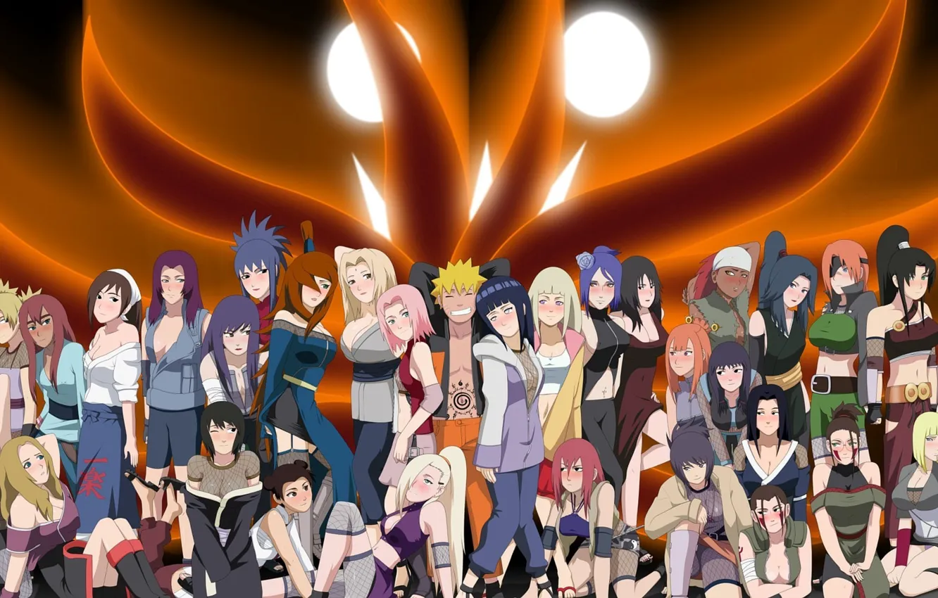 Photo wallpaper naruto, tail, haruno, sakura, ninjas, group, tsunade, temari