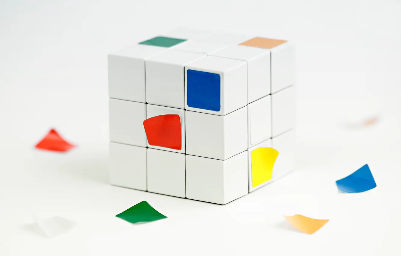Photo wallpaper faces, Rubik's cube, stickers