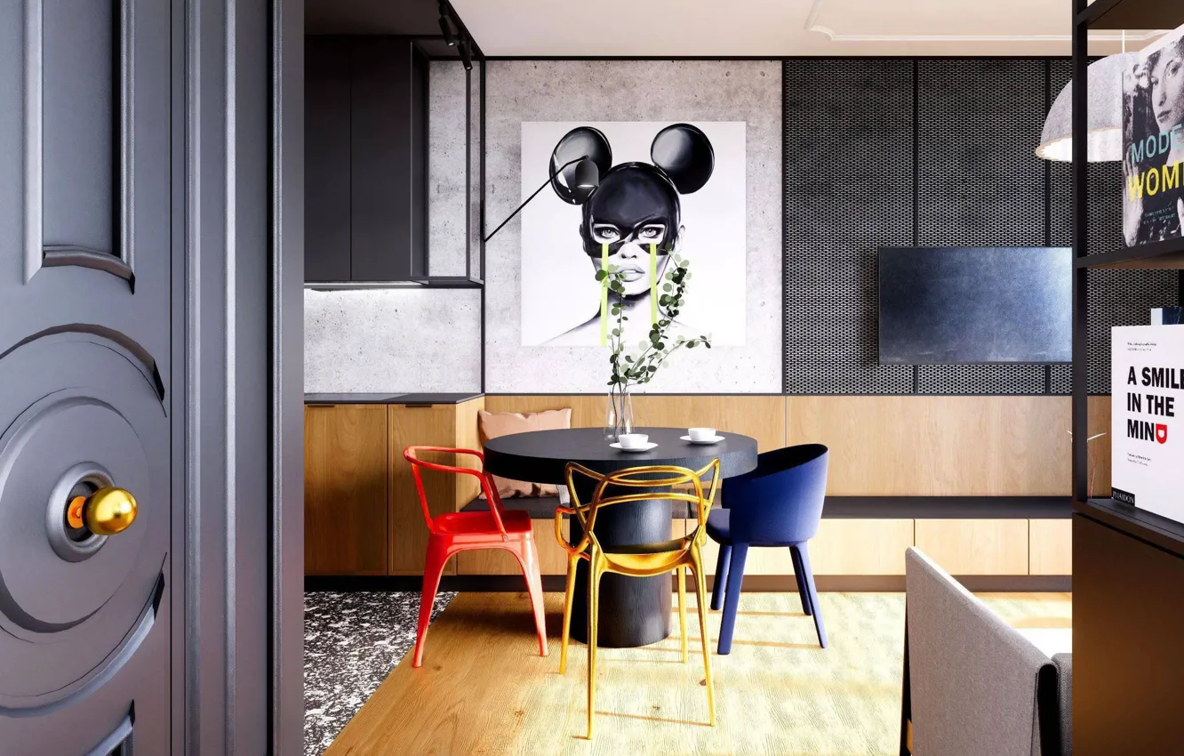 Photo wallpaper design, style, interior, Poland, Warsaw, Poland, dining room, Warsaw