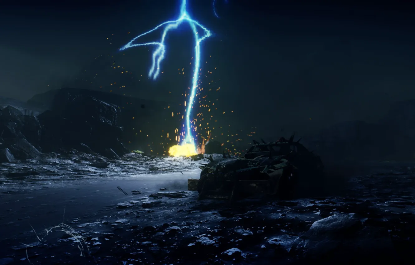 Photo wallpaper lightning, game, Mad Max