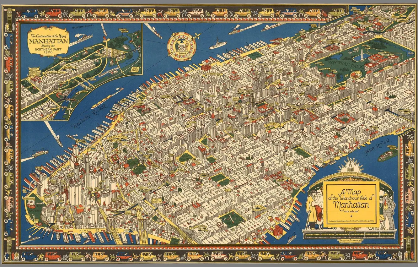 Photo wallpaper map, home, Manhattan, New York City