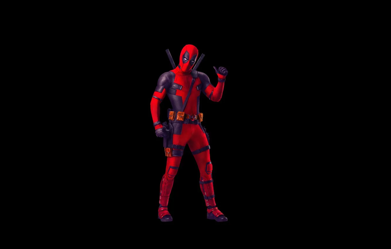 Photo wallpaper minimalism, black background, Deadpool