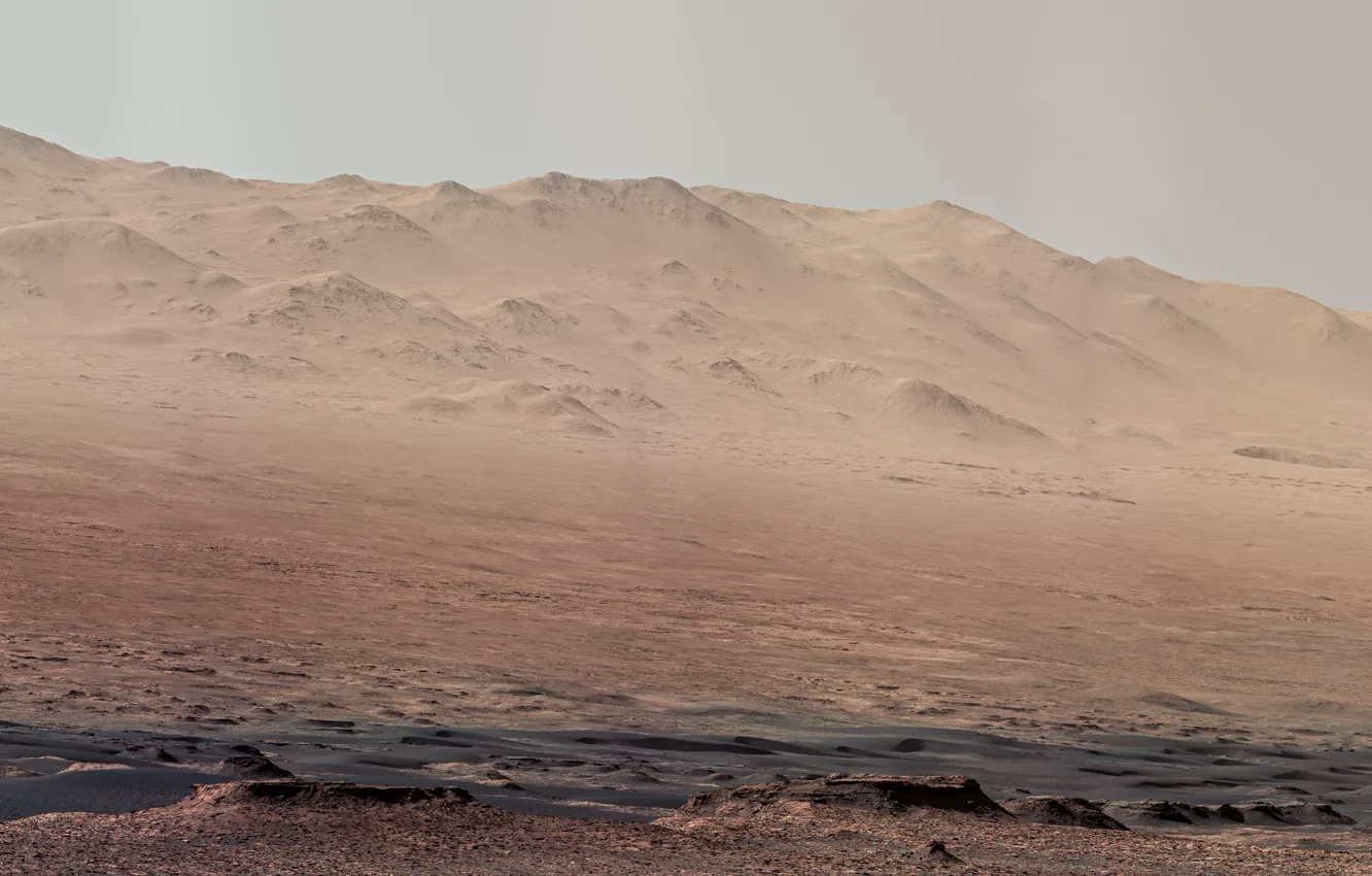 Photo wallpaper the sky, surface, mountains, nature, desert, planet, Mars, Mars