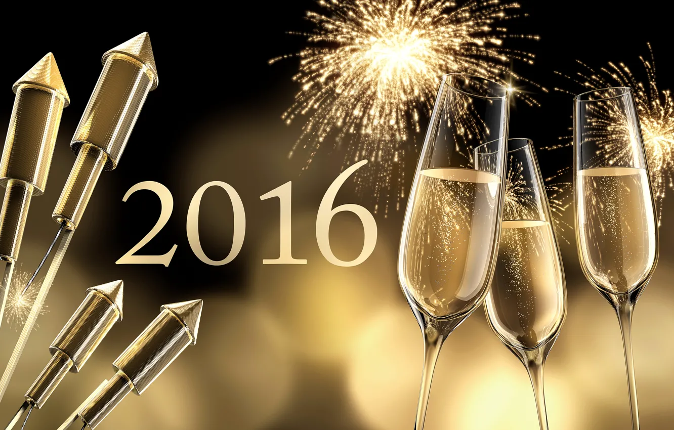 Photo wallpaper glass, new year, salute, champagne, New Year, champagne, 2016, Salute