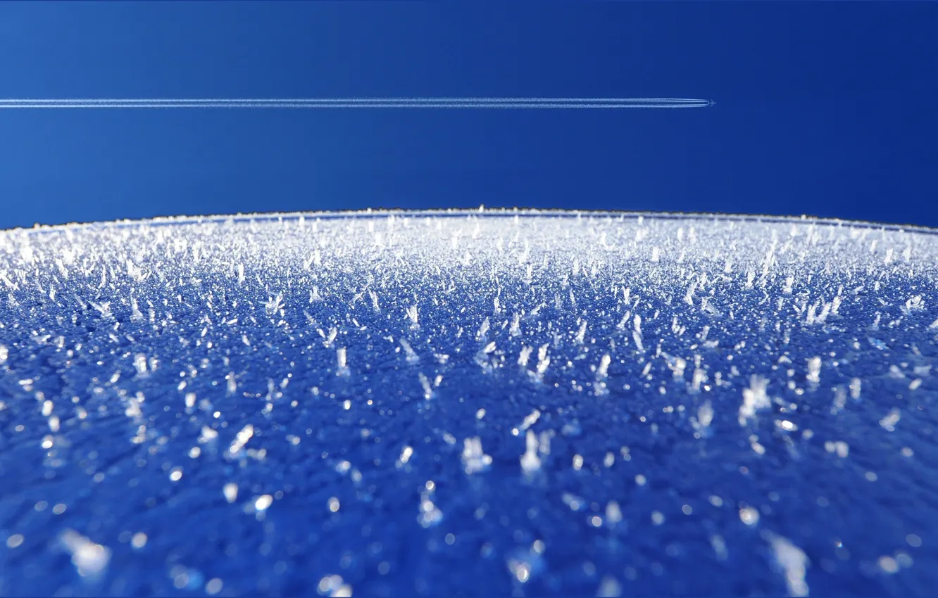 Photo wallpaper snow, trail, crystals, the plane, snow, jet, crystals, trace
