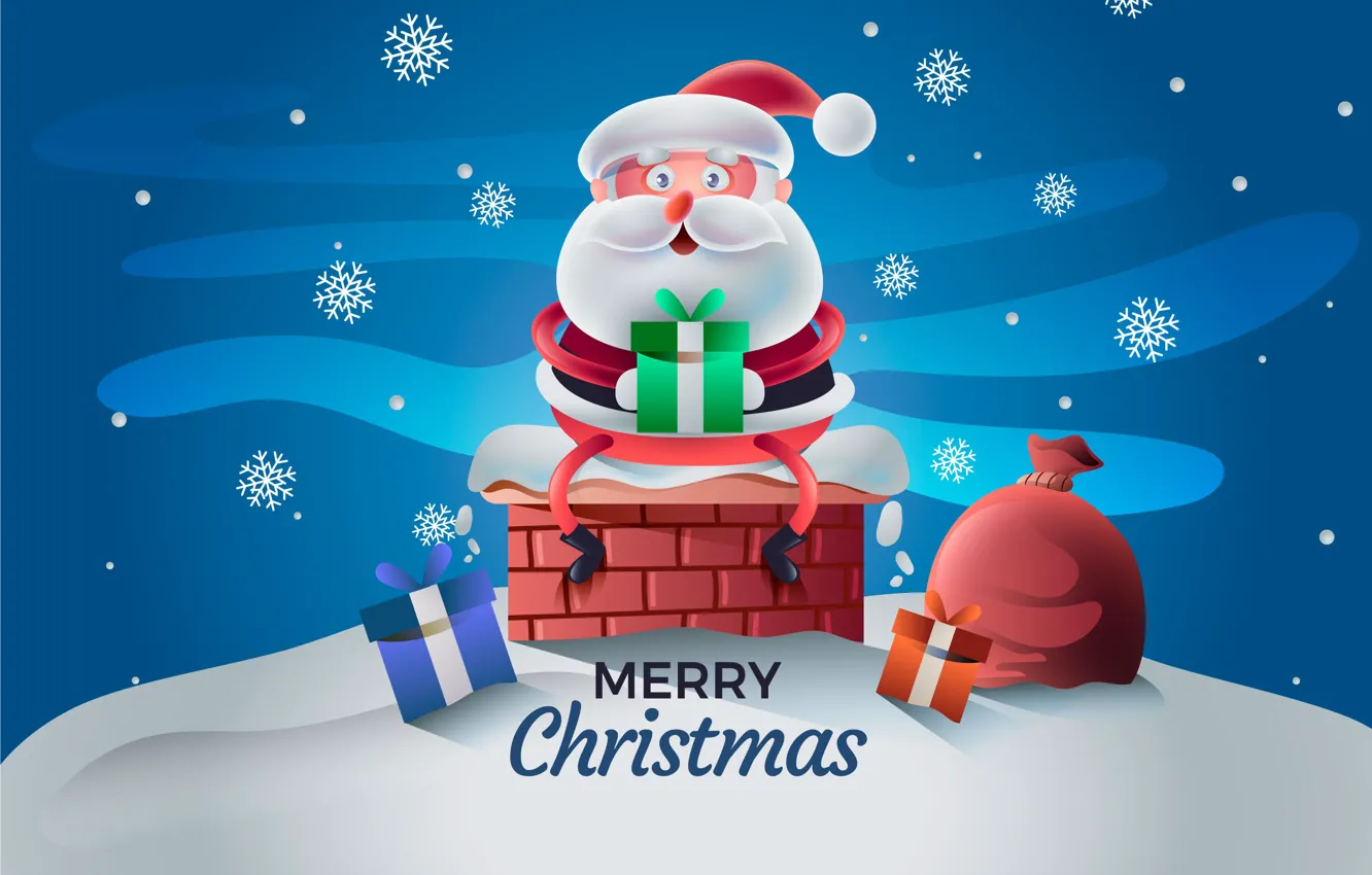 Photo wallpaper Night, Snow, Christmas, Pipe, New year, Roof, Holiday, Merry Christmas