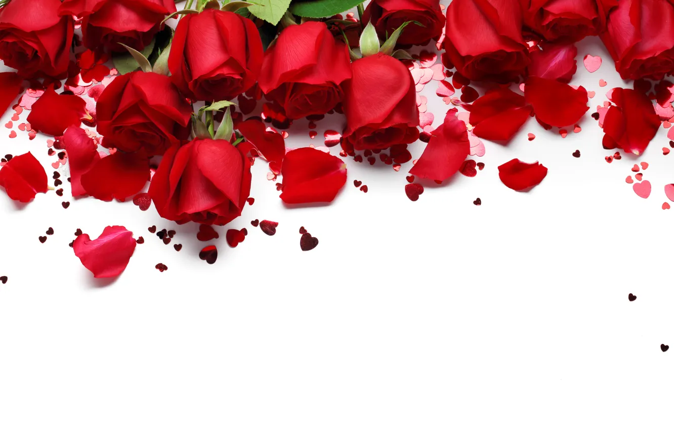 Photo wallpaper hearts, red, love, flowers, romantic, hearts, Valentine's Day, gift