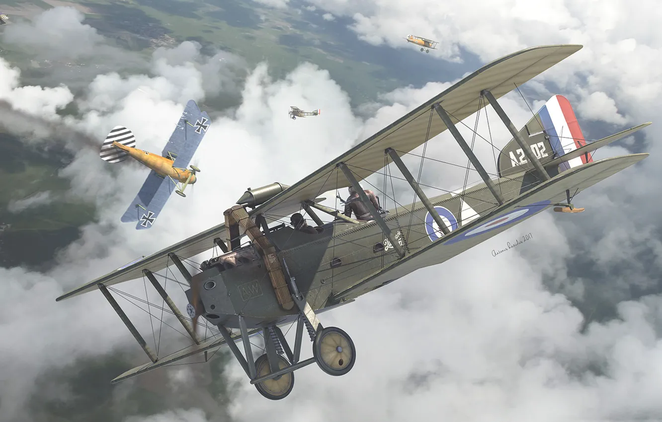 Photo wallpaper Bomber, military aircraft, Armstrong Whitworth F.K.8, British double universal biplane