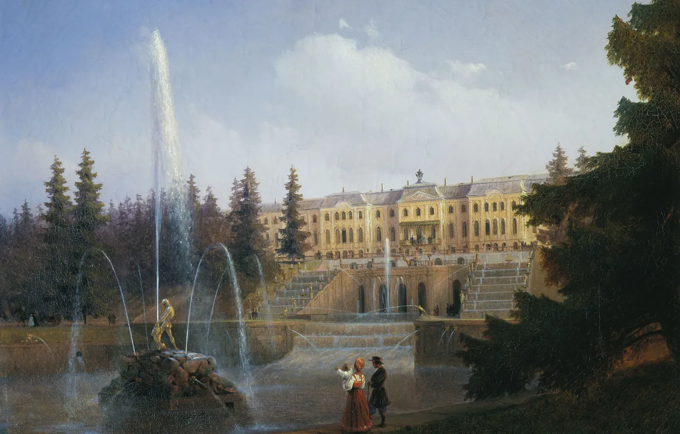 Photo wallpaper Park, picture, fountain, Aivazovsky, Peterhof, Samson