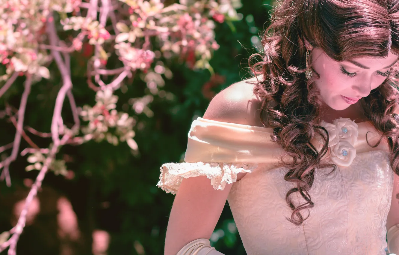 Photo wallpaper girl, decoration, dress, hairstyle, the bride, wedding