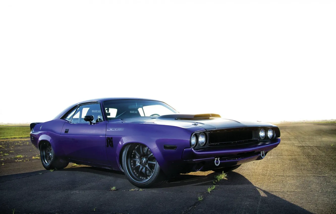 Photo wallpaper Dodge, Challenger, Purple, 1970, Custom, Race Muscle Car