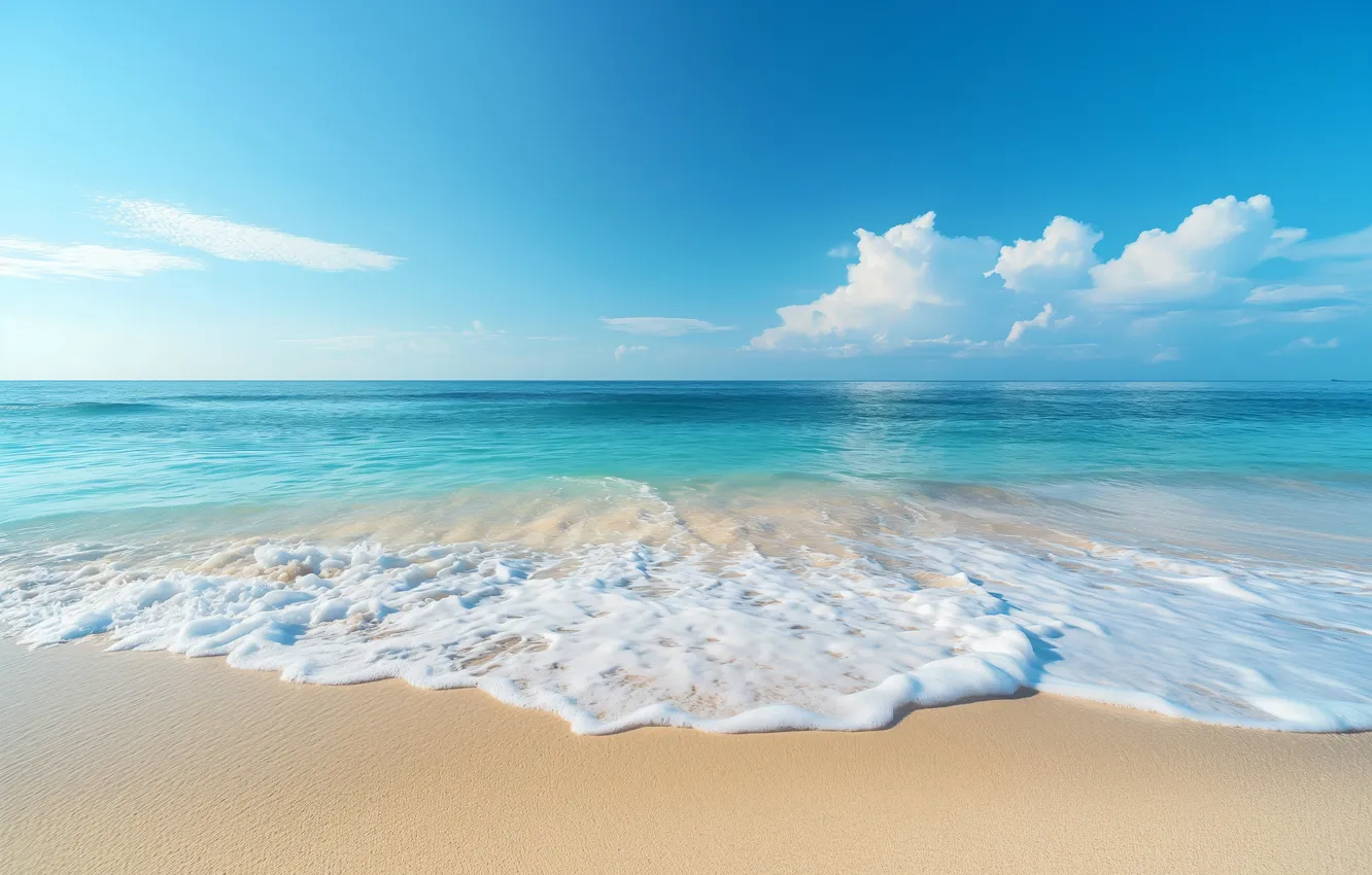 Photo wallpaper beach, sand, foam