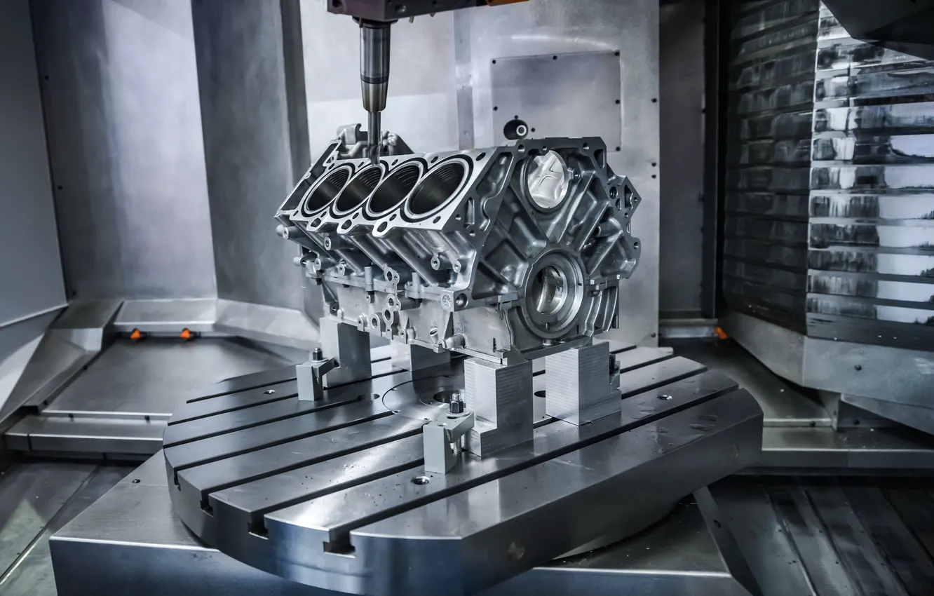 Photo wallpaper precision, machinery, motor, lathes