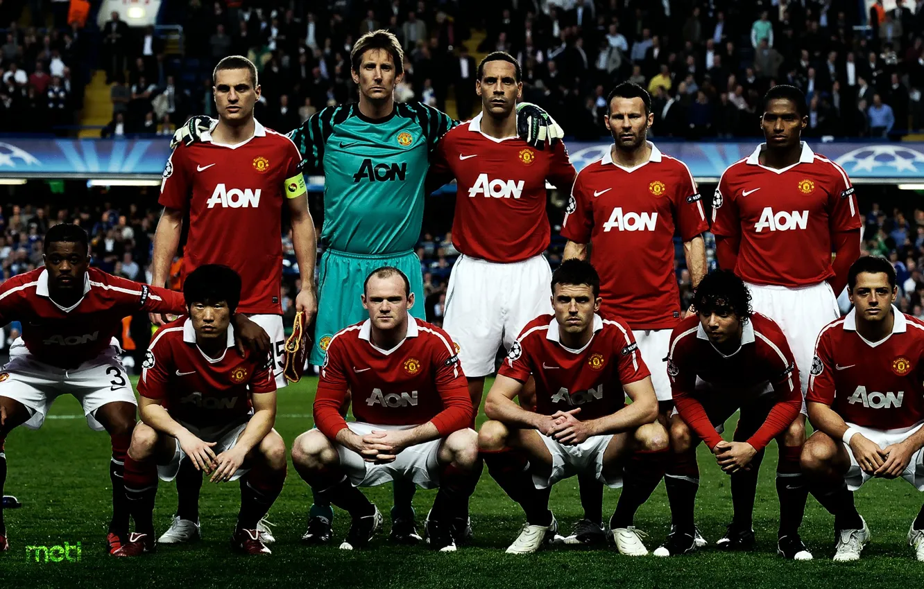 Photo wallpaper Champions League, Manchester United, Team, Old Trafford