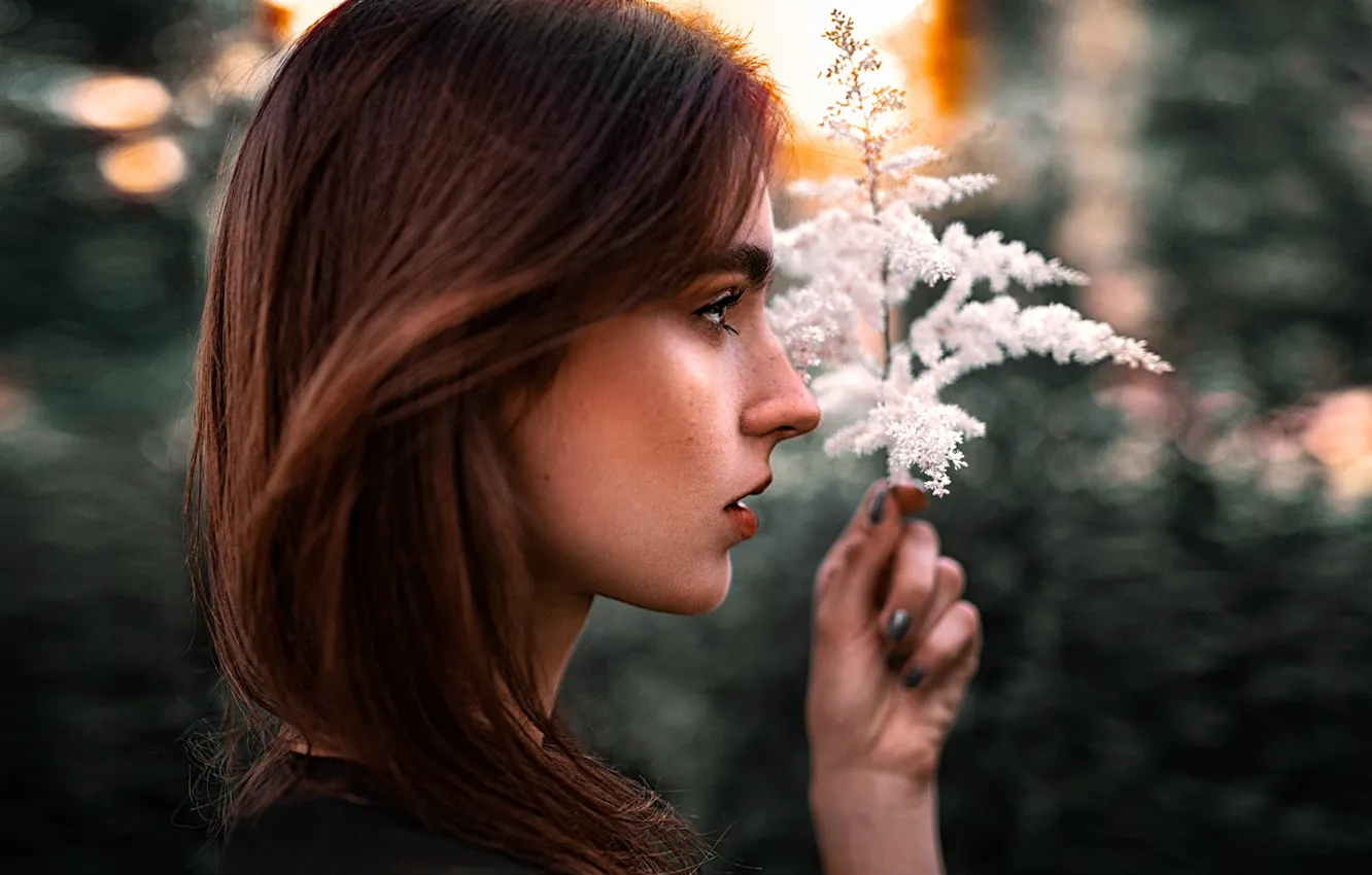 Photo wallpaper makeup, freckles, profile, bokeh, Lithuania, Vilnius, Tomas Bark, tomas barkauskas