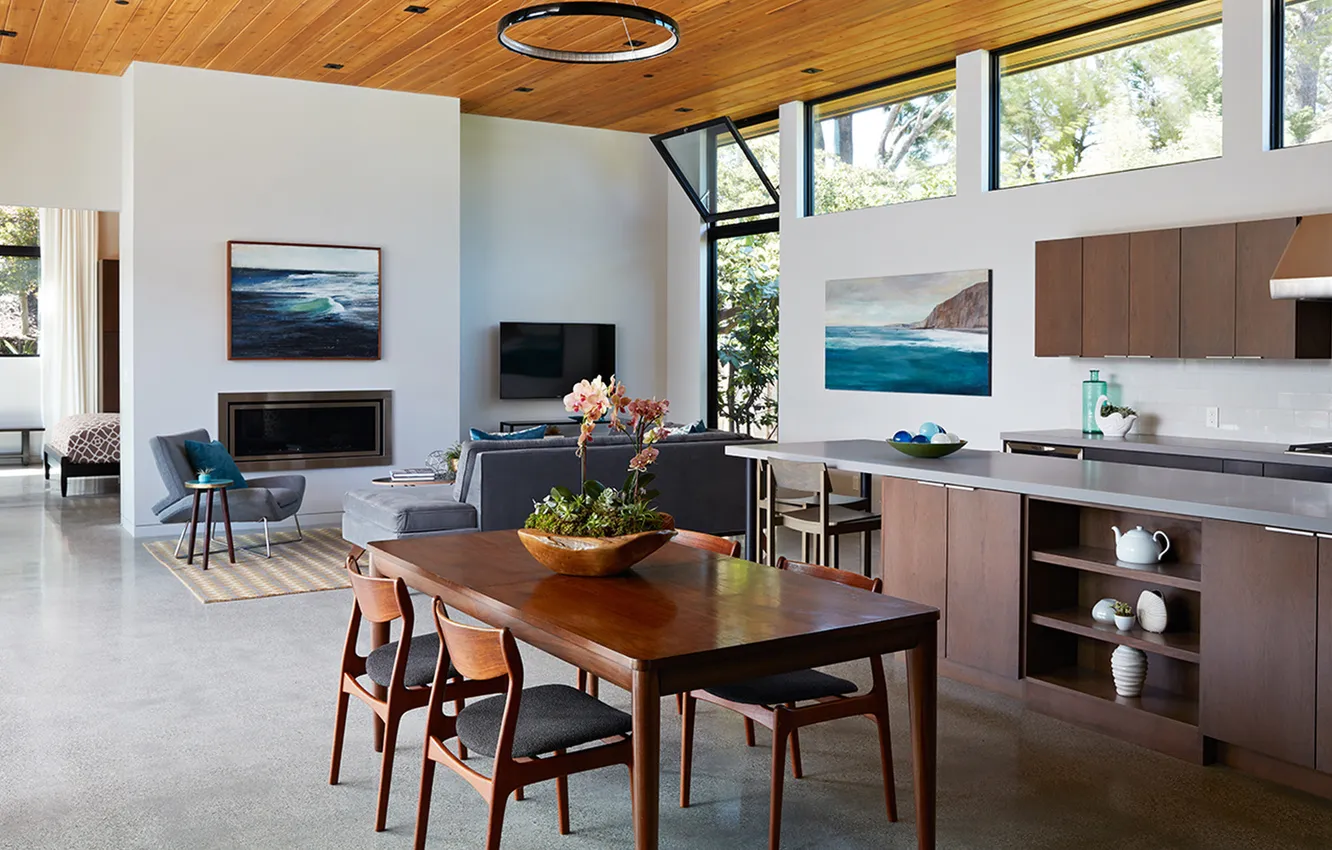 Photo wallpaper design, style, Villa, interior, kitchen, living room, dining room, SanMateo