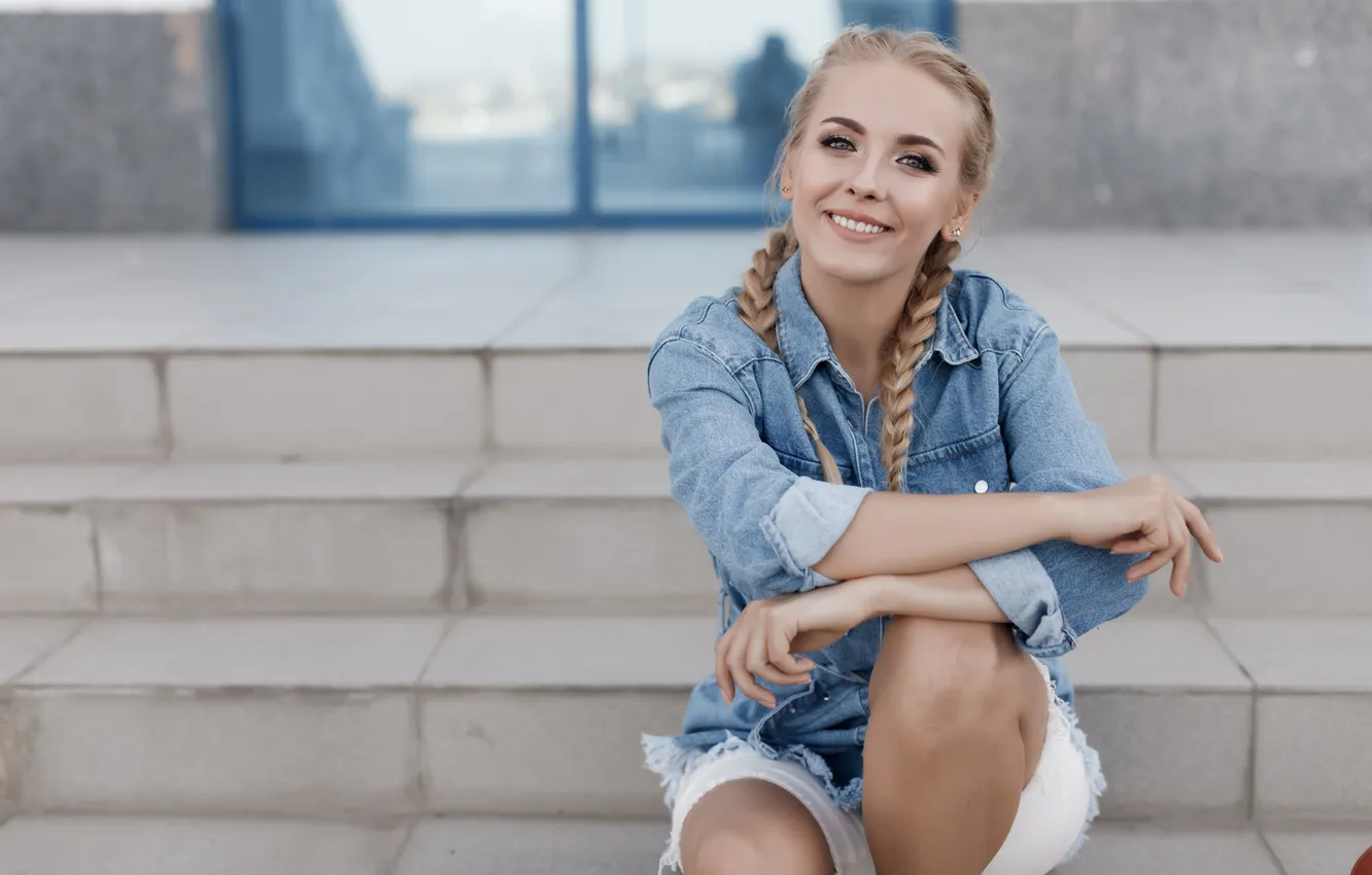 Photo wallpaper woman, young, cute, outdoor