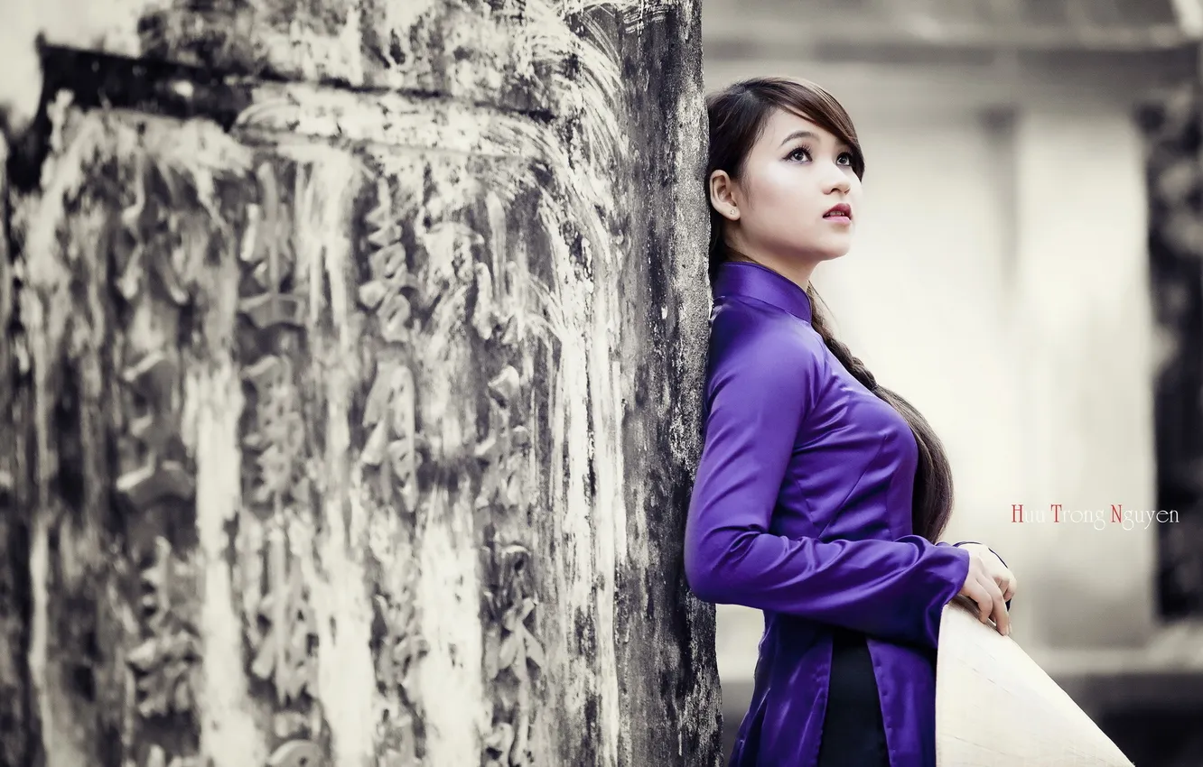 Photo wallpaper girl, background, Asian