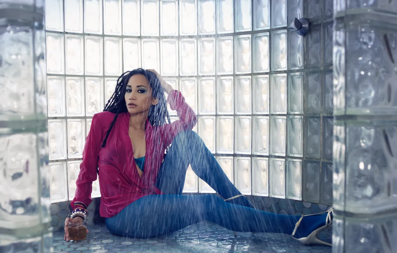 Photo wallpaper look, water, girl