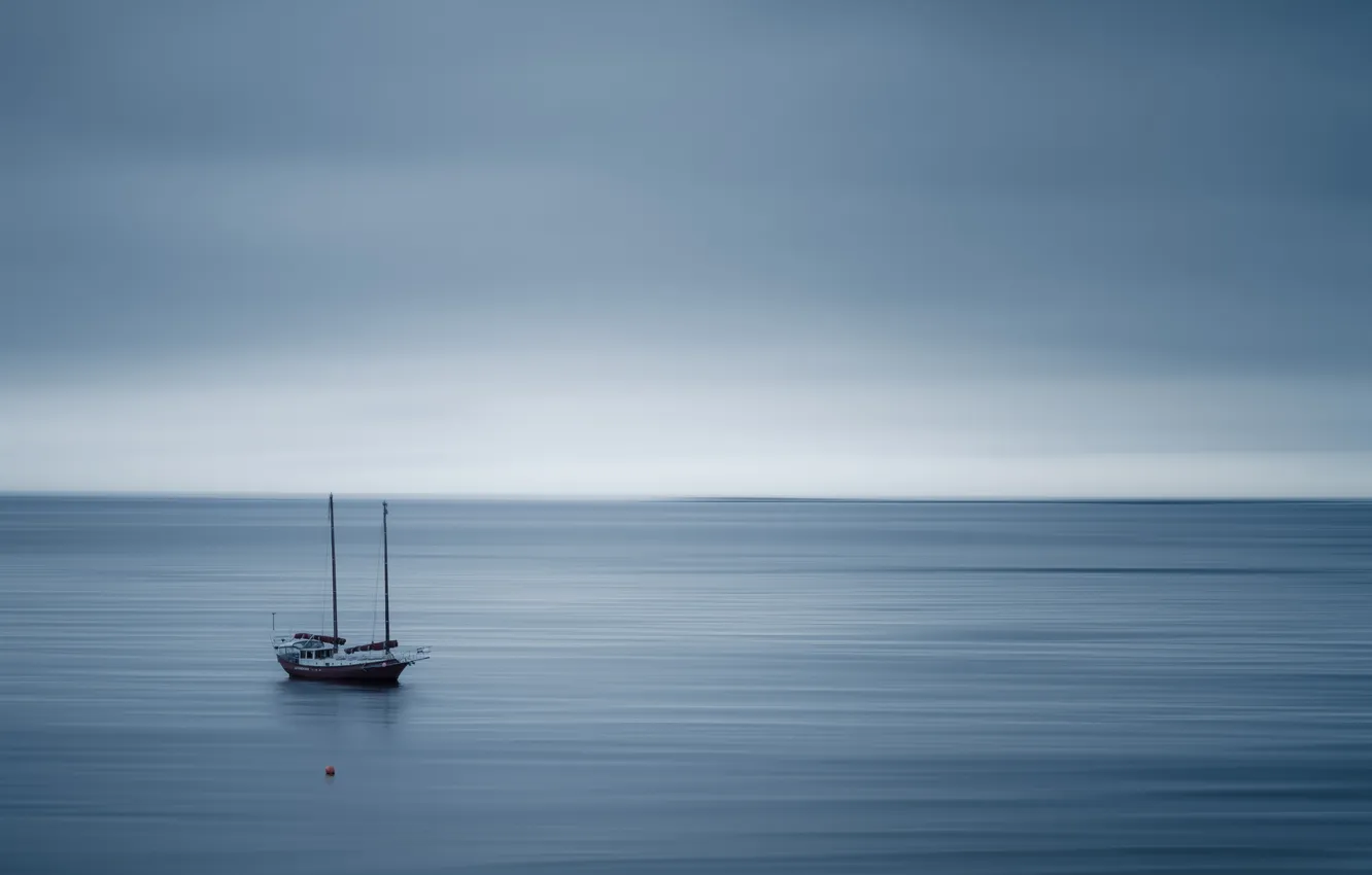 Photo wallpaper sea, landscape, ship