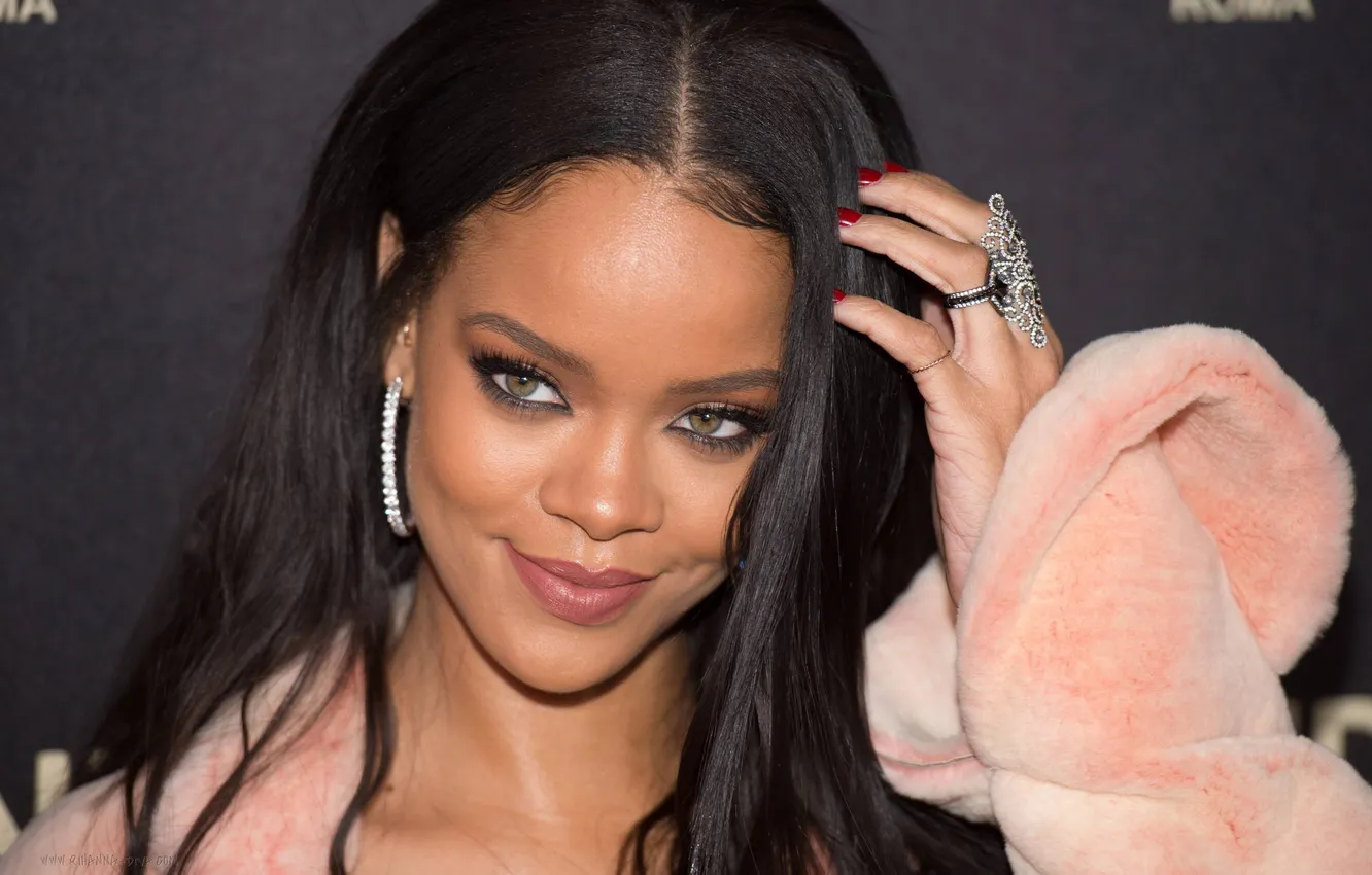 Photo wallpaper face, makeup, actress, brunette, hairstyle, singer, Rihanna, Rihanna