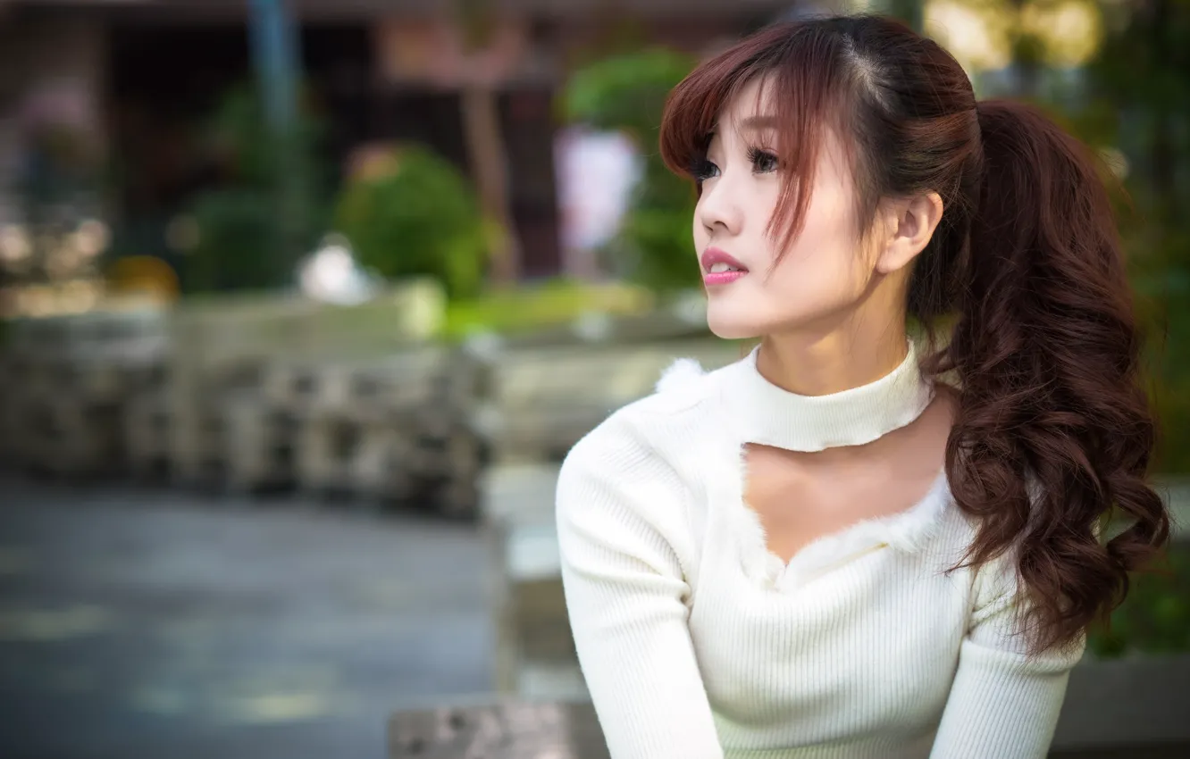 Photo wallpaper girl, hair, Asian