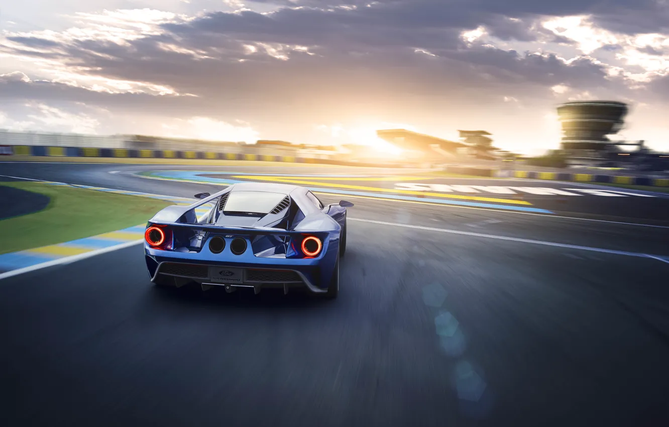 Photo wallpaper car, auto, the sky, track, Ford, sky, track, exhausts