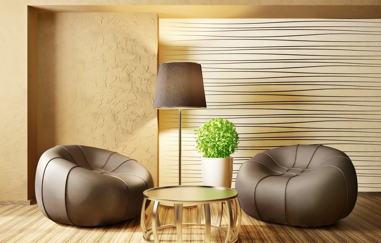 Photo wallpaper flowers, style, interior, modern, Oleksandr Moroz, table, living room, chair