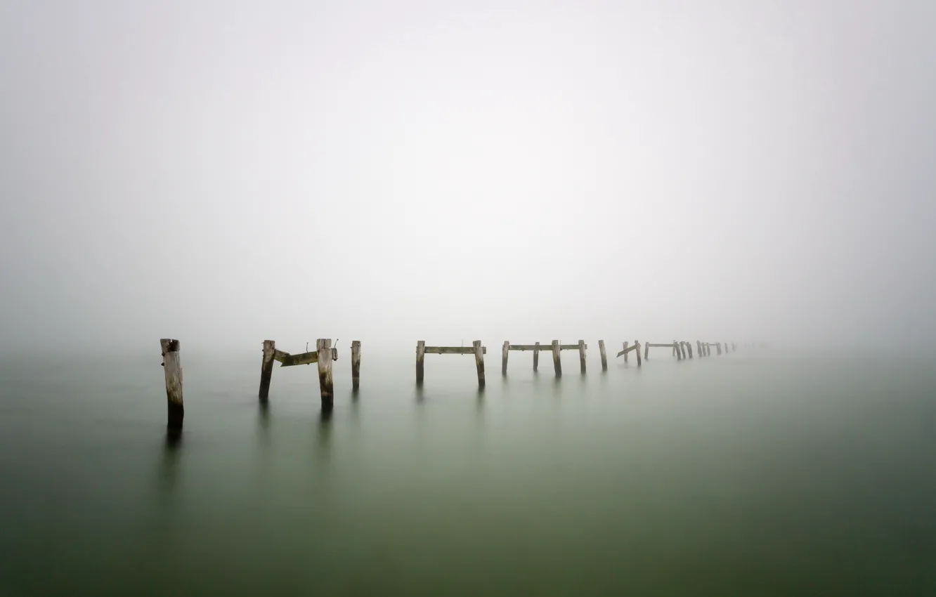 Photo wallpaper sea, landscape, fog, support