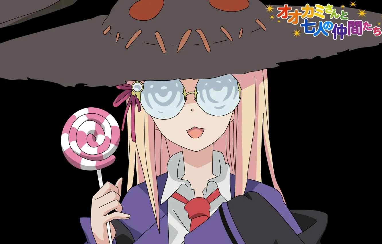 Photo wallpaper background, black, hat, glasses, tie, characters, Lollipop, the witch