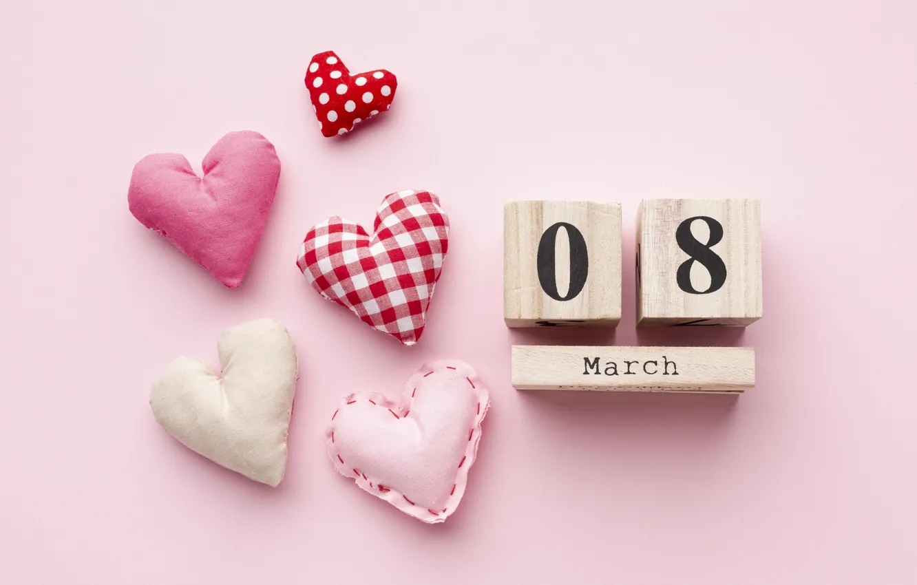 Photo wallpaper heart, hearts, love, March 8, pink, romantic, hearts, spring