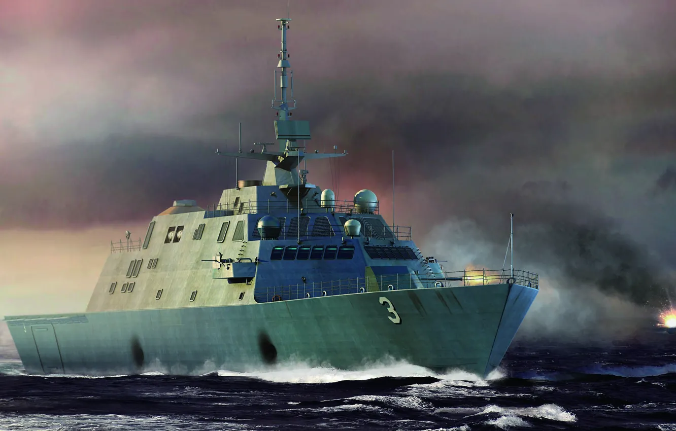 Photo wallpaper USA, US NAVY, littoral combat ship, coastal zone ship, USS Fort Worth LCS-3