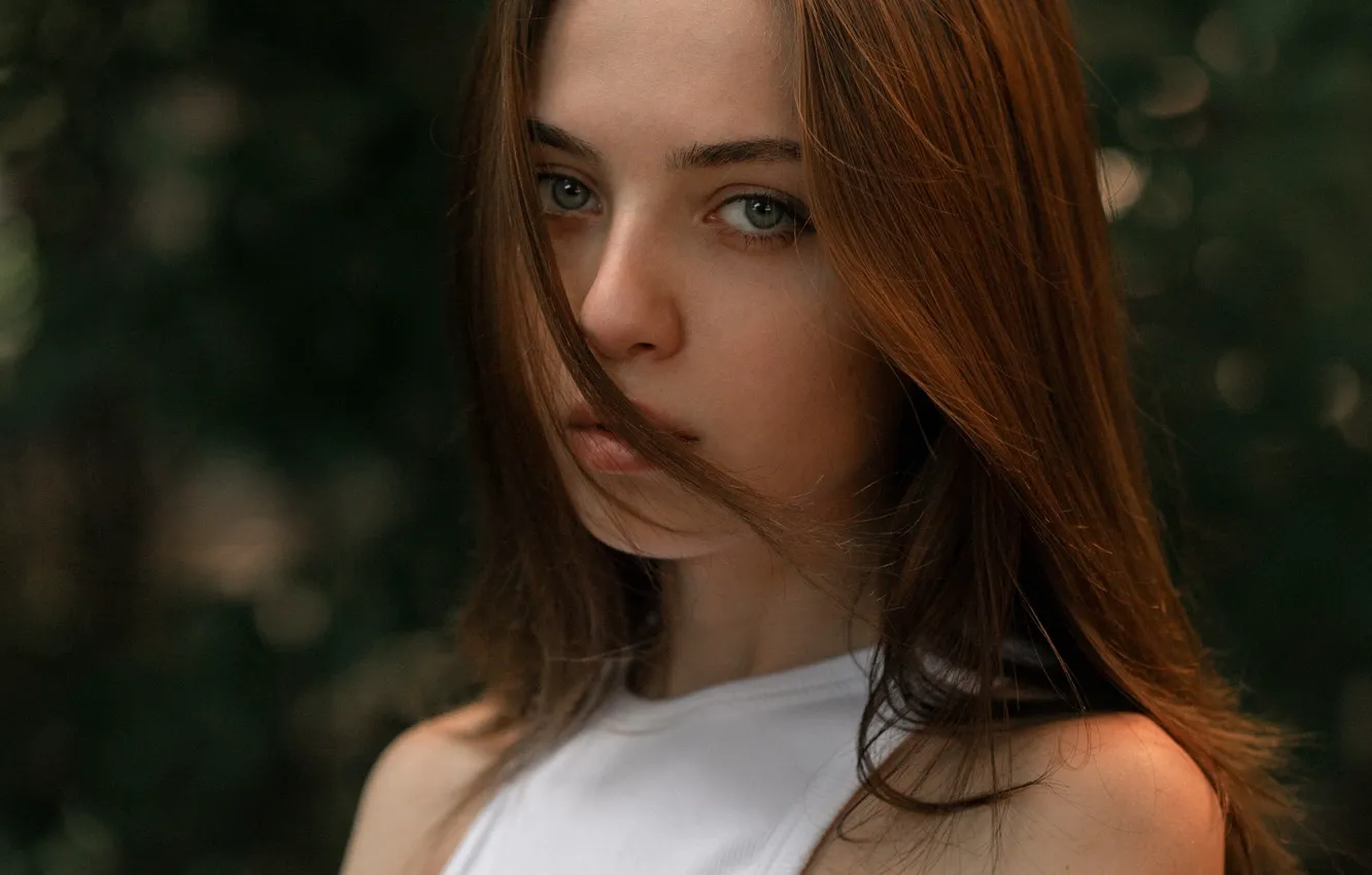 Photo wallpaper look, pose, model, portrait, makeup, Mike, hairstyle, brown hair