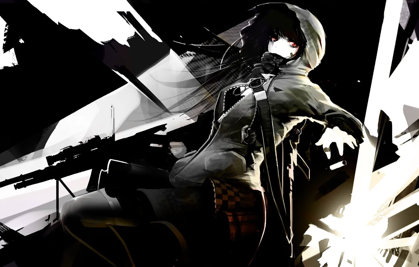 Photo wallpaper girl, abstraction, weapons, anime, art