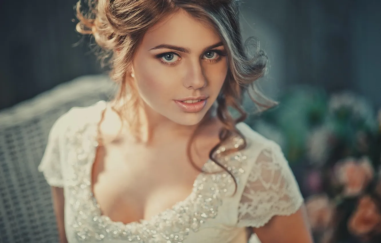 Photo wallpaper girl, model, blonde, the bride