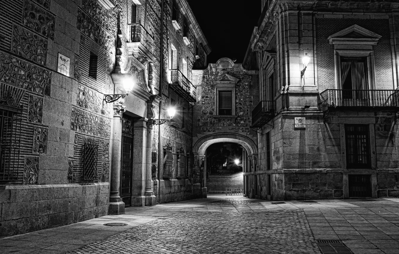 Photo wallpaper city, street, village, lanterns