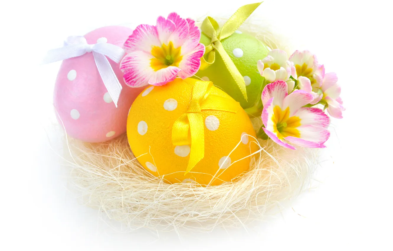 Photo wallpaper flowers, eggs, spring, Easter