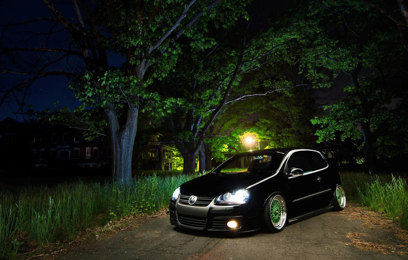 Photo wallpaper night, lights, GTI