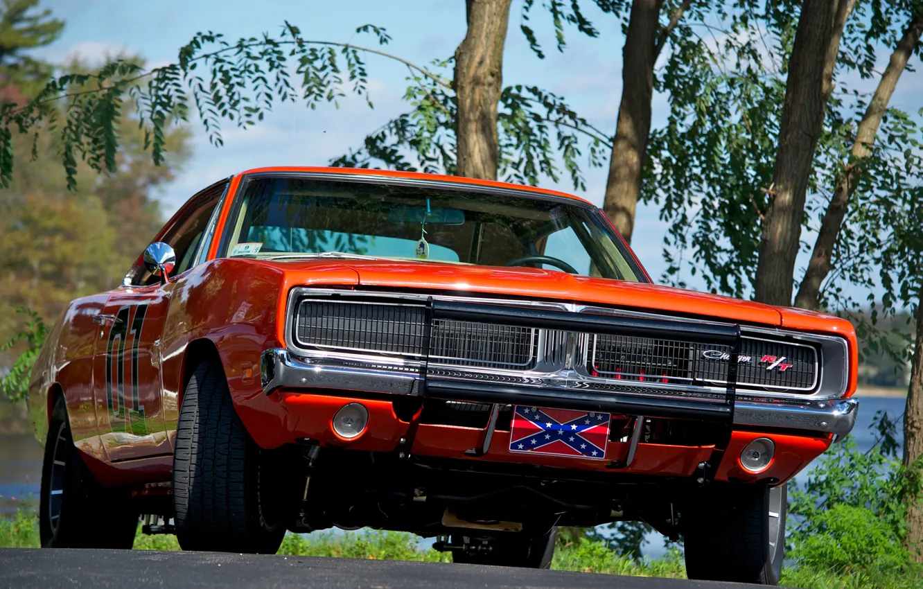 Photo wallpaper 1969, Dodge, Orange, Charger, Muscle car, General Lee, The Dukes of Hazzard