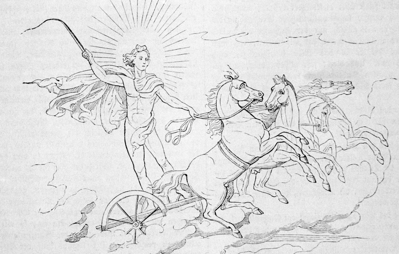 Photo wallpaper the sun, chariot, horse, horse riding, helios