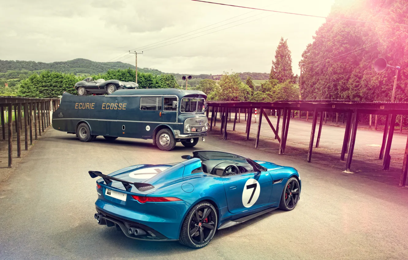 Photo wallpaper Concept, Jaguar, Project 7, some EvoBus, Jaguar D-Type 1954