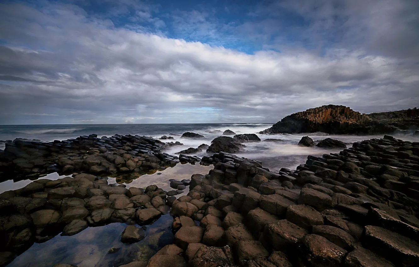 Photo wallpaper sea, stones, coast, Northern Ireland