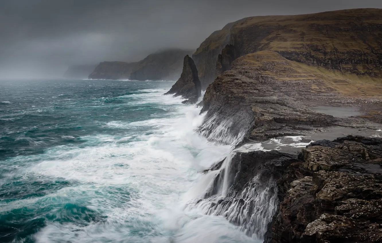 Photo wallpaper sea, wave, stones, rocks