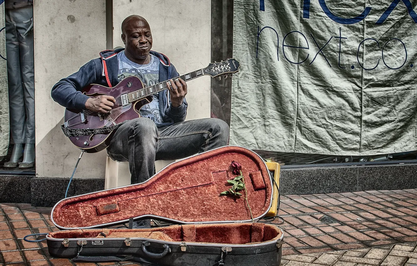 Photo wallpaper background, street, musician