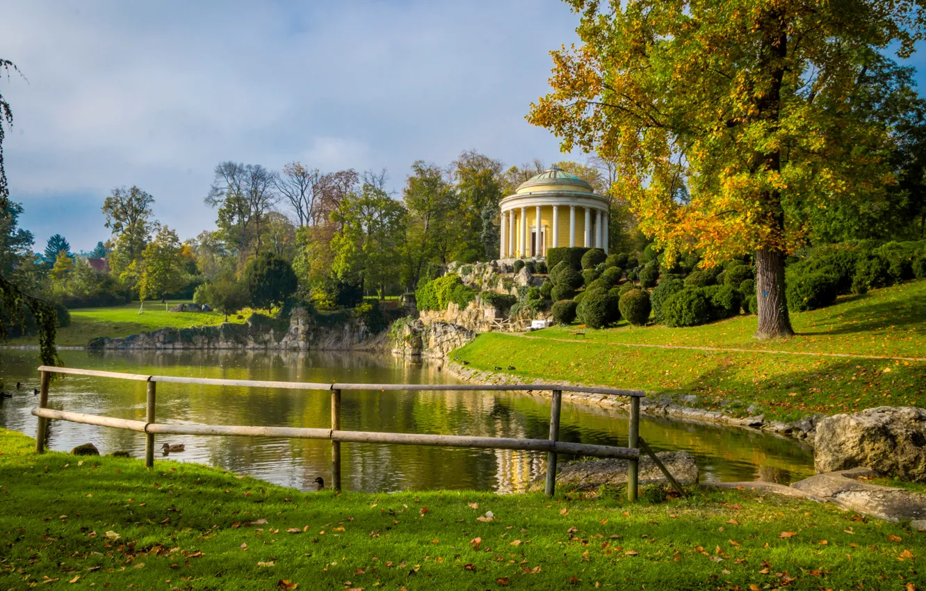 Photo wallpaper autumn, pond, autumn, pond